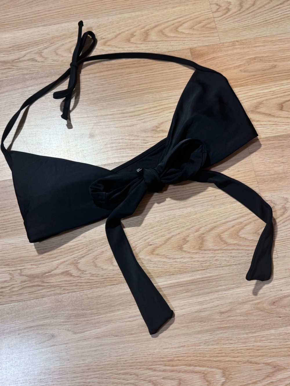 NWT Aerie | Black Front Tie Scoop Bikini Top
